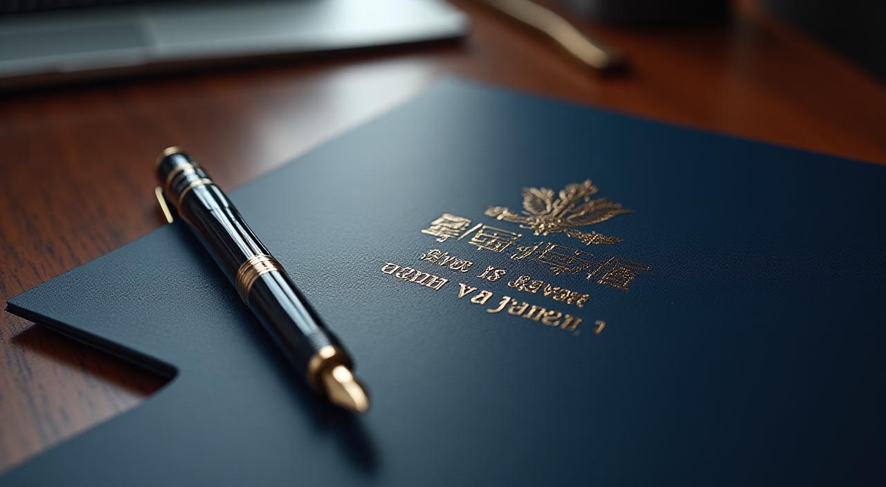 Close up of a professional logistics contract on a dark wooden desk