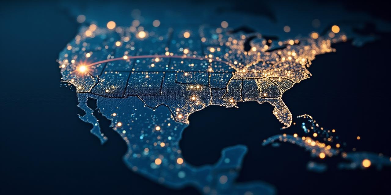Global logistics map over dark background